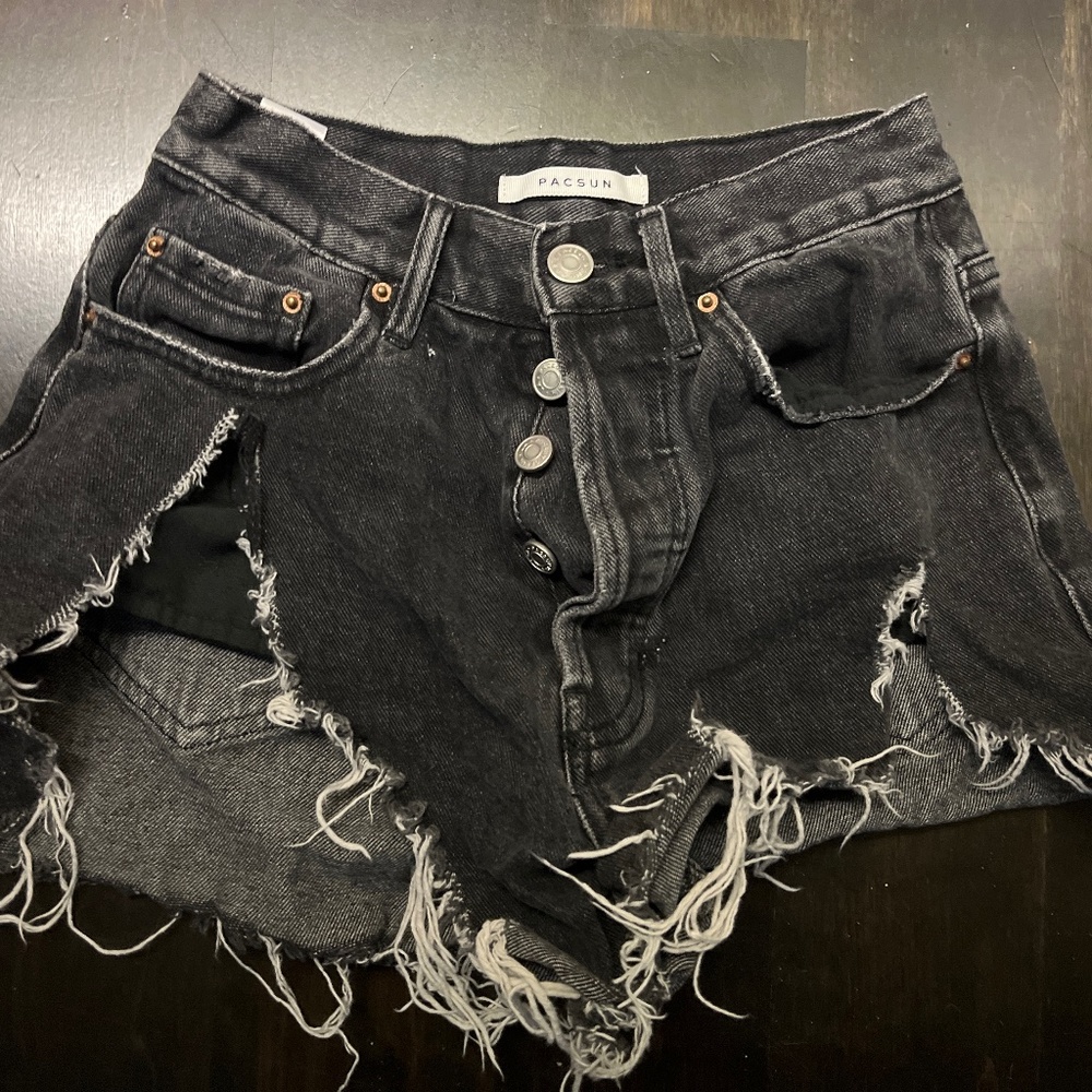 Black Denim Distressed Pacsun Shorts